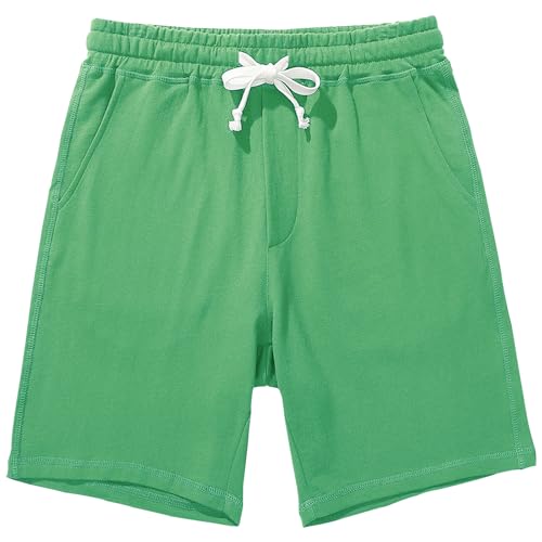 Amy Coulee Kurze Jogginghose Herren Baumwolle 8" Sporthose Trainingshose Kurz Sport Sweat Sommer Shorts mit Taschen (Grün, L) von Amy Coulee