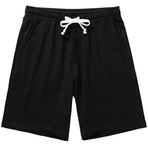 Amy Coulee Kurze Jogginghose Herren Baumwolle 8" Sporthose Trainingshose Kurz Sport Sweat Sommer Shorts mit Taschen (Schwarz, XXL) von Amy Coulee