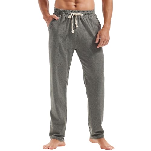 Amy Coulee Leichte Jogginghose Herren Baumwolle Atmungsaktiv Sporthose Trainingshose Freizeithose lang Yogahose mit Taschen (Dunkel Grau, L) von Amy Coulee