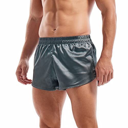 Amy Coulee Satin Boxershorts Herren Pyjamahose kurz (Dunkelgrau, L) von Amy Coulee