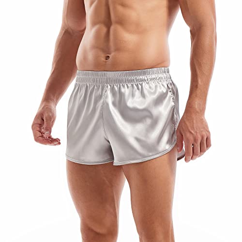 Amy Coulee Satin Boxershorts Herren Pyjamahose kurz (Grau, L) von Amy Coulee