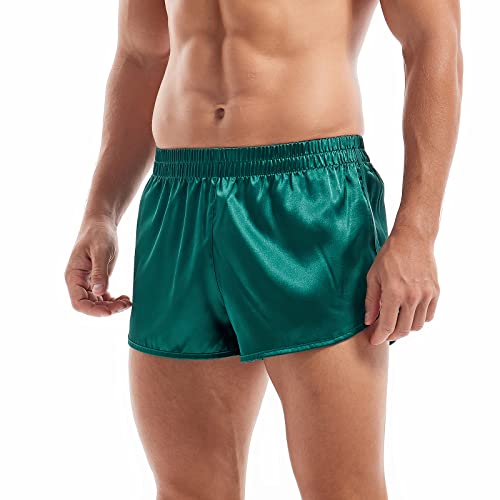 Amy Coulee Satin Boxershorts Herren Pyjamahose kurz (Grün, M) von Amy Coulee