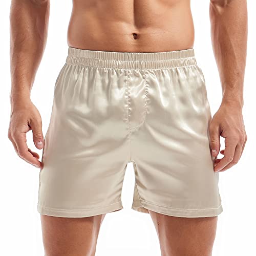 Amy Coulee Satin Schlafshorts Herren Nachtwäsche Boxershorts (Champagner, L) von Amy Coulee