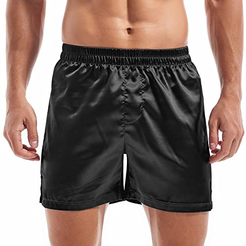 Amy Coulee Satin Schlafshorts Herren Nachtwäsche Boxershorts (Schwarz, S) von Amy Coulee