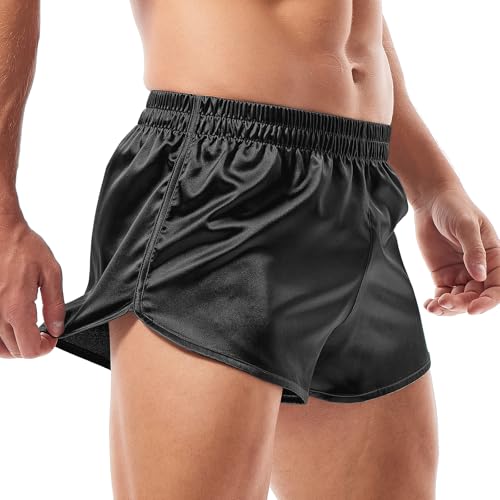 Amy Coulee Satin boxershorts herren pyjamahose kurz (Schwarz, L) von Amy Coulee