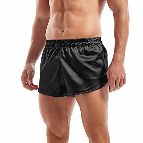 Amy Coulee Satin boxershorts herren pyjamahose kurz (Schwarz, S) von Amy Coulee