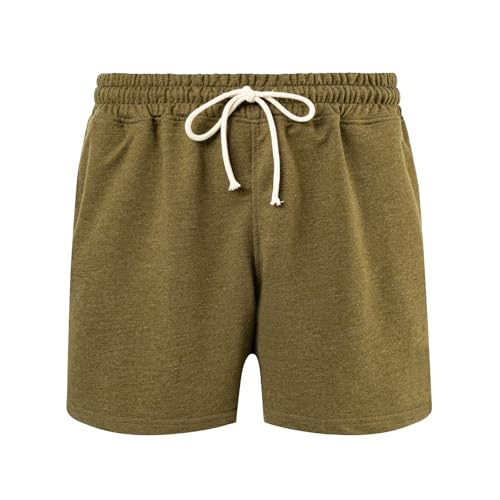 Amy Coulee Schlafhose Herren Kurz 5" Baumwoll Schlafshorts Verstellbare Taille Pyjamahose Herren Kurz Atmungsaktiv Sommer Shorts (Armeegrün, M) von Amy Coulee