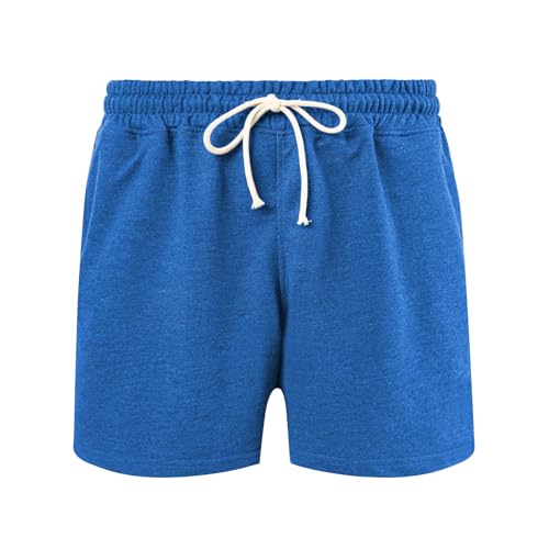 Amy Coulee Schlafhose Herren Kurz 5" Baumwoll Schlafshorts Verstellbare Taille Pyjamahose Herren Kurz Atmungsaktiv Sommer Shorts (Blau, S) von Amy Coulee