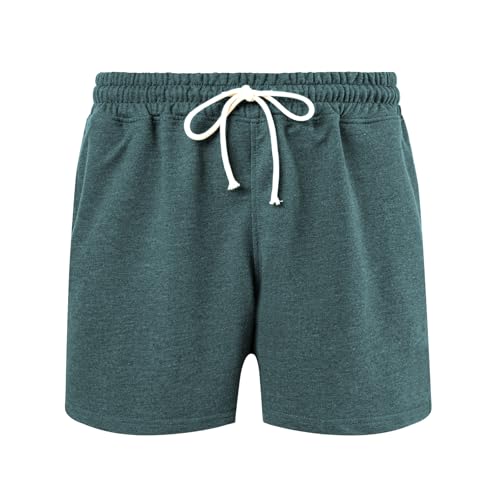 Amy Coulee Schlafhose Herren Kurz 5" Baumwoll Schlafshorts Verstellbare Taille Pyjamahose Herren Kurz Atmungsaktiv Sommer Shorts (Grün, M) von Amy Coulee