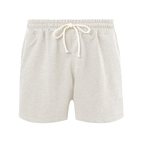 Amy Coulee Schlafhose Herren Kurz 5" Baumwoll Schlafshorts Verstellbare Taille Pyjamahose Herren Kurz Atmungsaktiv Sommer Shorts (Hellgrau, L) von Amy Coulee