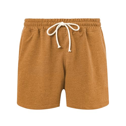 Amy Coulee Schlafhose Herren Kurz 5" Baumwoll Schlafshorts Verstellbare Taille Pyjamahose Herren Kurz Atmungsaktiv Sommer Shorts (Ingwer, S) von Amy Coulee