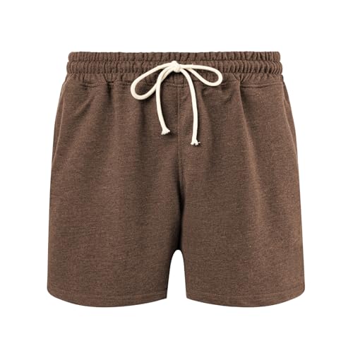 Amy Coulee Schlafhose Herren Kurz 5" Baumwoll Schlafshorts Verstellbare Taille Pyjamahose Herren Kurz Atmungsaktiv Sommer Shorts (Kaffee, M) von Amy Coulee