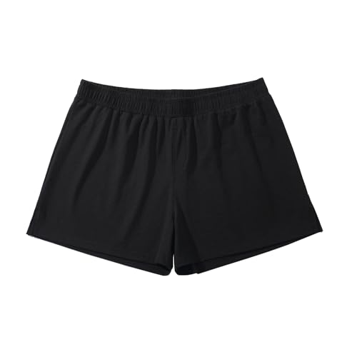 Amy Coulee Schlafhose Herren Kurz Baumwoll 3" Schlafshorts Leichte Pyjamahose Herren Kurz Seitlichen Schlitzen Shorts (Schwarz, S) von Amy Coulee