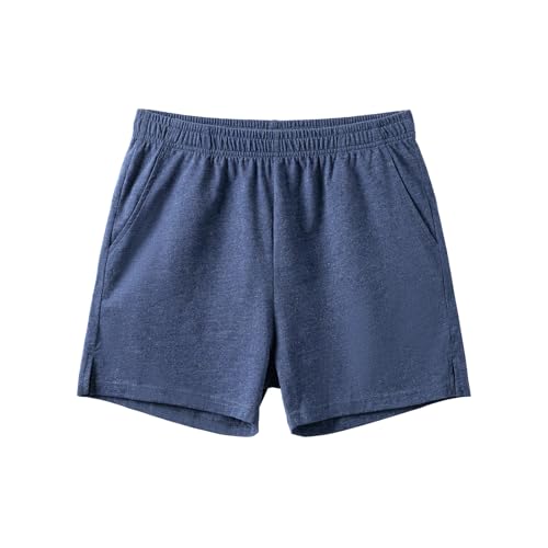 Amy Coulee Schlafhose Herren Kurz Baumwolle 4" Leichte Schlafshorts Kurze Pyjamahose Schlafanzughose mit Taschen (Dunkel Blau, S) von Amy Coulee