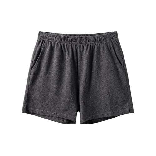 Amy Coulee Schlafhose Herren Kurz Baumwolle 4" Leichte Schlafshorts Kurze Pyjamahose Schlafanzughose mit Taschen (Dunkel Grau, M) von Amy Coulee
