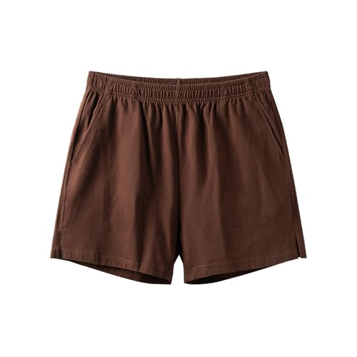 Amy Coulee Schlafhose Herren Kurz Baumwolle 4" Leichte Schlafshorts Kurze Pyjamahose Schlafanzughose mit Taschen (Kaffee, M) von Amy Coulee