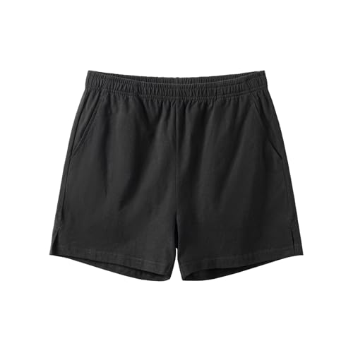 Amy Coulee Schlafhose Herren Kurz Baumwolle 4" Leichte Schlafshorts Kurze Pyjamahose Schlafanzughose mit Taschen (Schwarz, M) von Amy Coulee