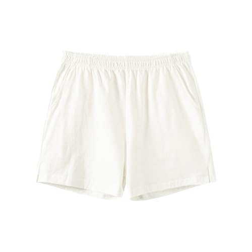 Amy Coulee Schlafhose Herren Kurz Baumwolle 4" Leichte Schlafshorts Kurze Pyjamahose Schlafanzughose mit Taschen (Weiß, S) von Amy Coulee