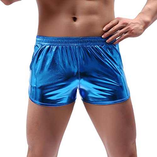 Amy Coulee Sexy Boxershorts Herren Shiny Kurz Hosen (Blau, XL) von Amy Coulee