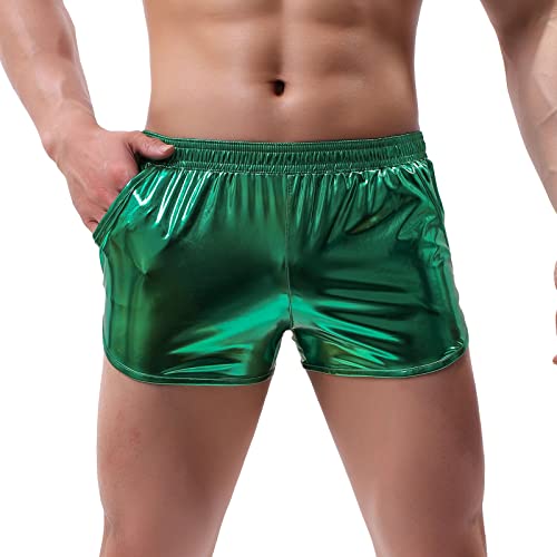 Amy Coulee Sexy Boxershorts Herren Shiny Kurz Hosen (Grün, L) von Amy Coulee