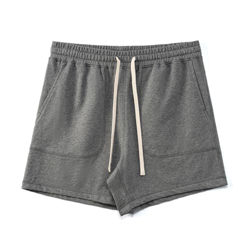 Amy Coulee Sporthose Herren Kurz Baumwolle 5" Kurze Hosen Jogginghose Trainingshose Sweat Sport Sommer Shorts mit Taschen (Dunkel Grau, 2XL) von Amy Coulee