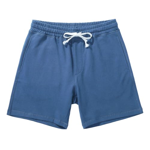 Amy Coulee Sporthose Herren Kurz Baumwolle Jogginghose Trainingshose 5,5" Sport Fitness Sweat Sommer Shorts mit Taschen (Preußisch Blau, XXL) von Amy Coulee