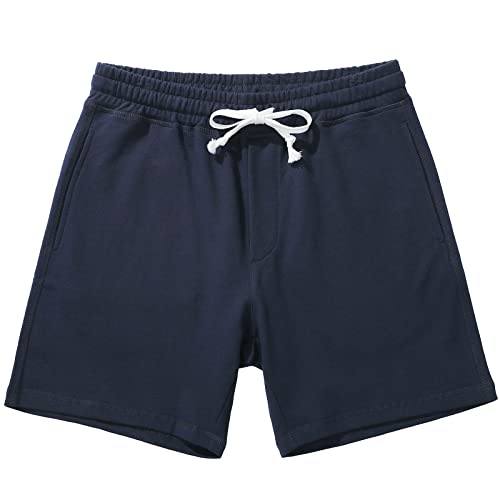 Amy Coulee Sporthose Herren Kurz Baumwolle Jogginghose Trainingshose 5,5" Sport Fitness Sweat Sommer Shorts mit Taschen (Dunkel Blau, L) von Amy Coulee