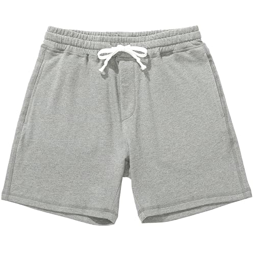 Amy Coulee Sporthose Herren Kurz Baumwolle Jogginghose Trainingshose 5,5" Sport Fitness Sweat Sommer Shorts mit Taschen (Grau, L) von Amy Coulee