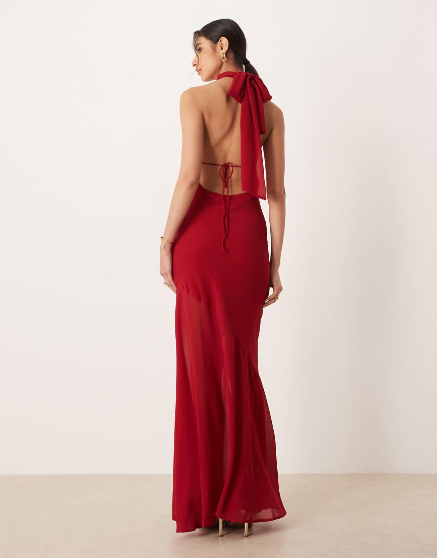 Amy Lynn - Maxikleid aus Chiffon in Rot mit Schaldetail von Amy Lynn