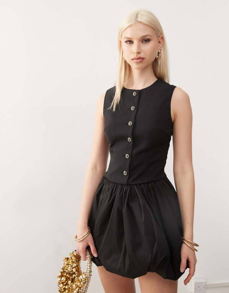 Amy Lynn - Minikleid im Westen-Design in Schwarz mit Ballonsaum von Amy Lynn