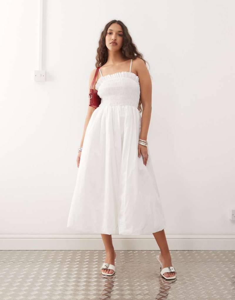 Amy Lynn - Polly - Gesmoktes Midikleid in Weiß von Amy Lynn
