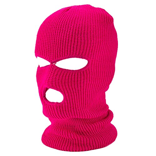 AmyGline 3-Loch-Vollmaske Skimütze Wintermütze Balaclava Tactical Mask Skimütze Wollmaske (Z007-Pink -3Loch) von AmyGline