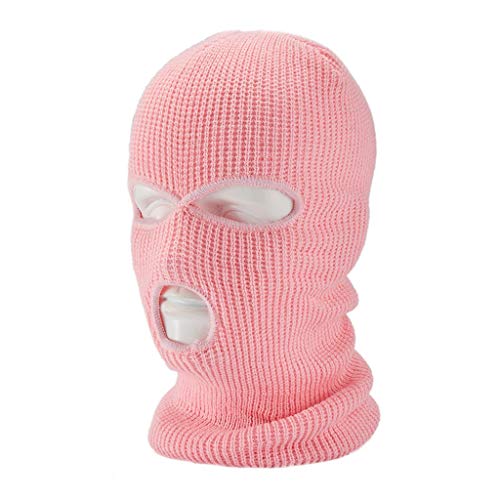 AmyGline 3-Loch-Vollmaske Skimütze Wintermütze Balaclava Tactical Mask Skimütze Wollmaske (Z008-Rosa-3Loch) von AmyGline