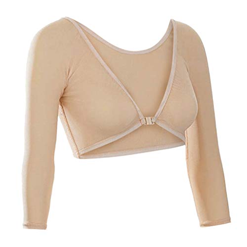 AmyGline Damen Shaper Unterwäsche Mesh in Unterwäsche Sieben Viertel Ärmel Seamless Arm Shaper Crop Top Shirt Blusen von AmyGline