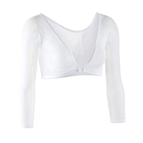 AmyGline Damen Shaper Unterwäsche Mesh in Unterwäsche Sieben Viertel Ärmel Seamless Arm Shaper Crop Top Shirt Blusen von AmyGline