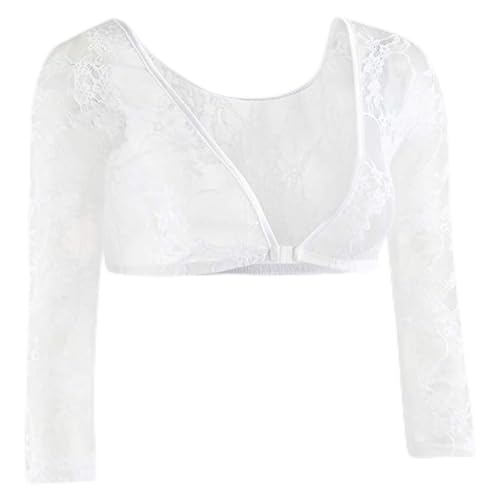 AmyGline Damen Shaper Unterwäsche Mesh in Unterwäsche Sieben Viertel Ärmel Seamless Arm Shaper Crop Top Shirt Blusen von AmyGline