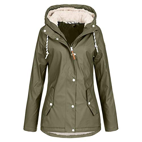 AmyGline Damen Winter Jacke Mantel Regenjacke Wasserdicht Winddicht Warme Teddyfell Gefütterte Parka Mantel Mit Kapuze Winterjacke Windjacke Outdoorjacke von AmyGline