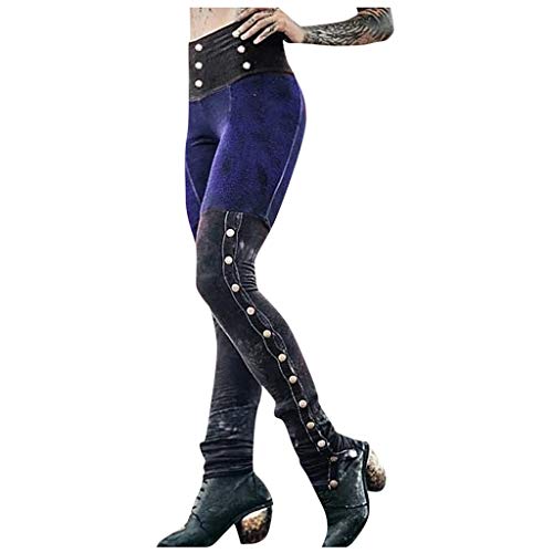AmyGline Gothic Hose Damen Skinny Fit Leggings High Waist Nieten mit Side Split Sexy Stretch Bleistifthosen Punk Hosen Freizeithose Sporthose von AmyGline