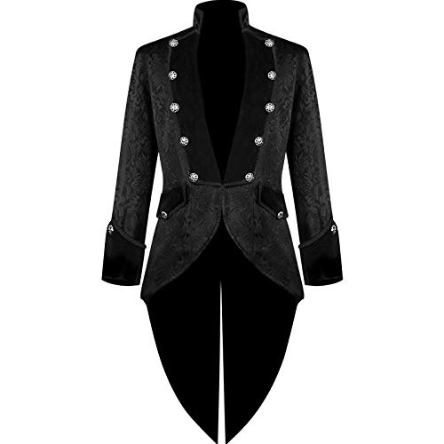 AmyGline Herren Jacke Frack Steampunk Gothic Gehrock Mantel Smoking Cosplay Kostüm Uniform Smokingjacke Retro Mittelalter Viktorianischen Kleidung Lange Uniformkleid Männer von AmyGline