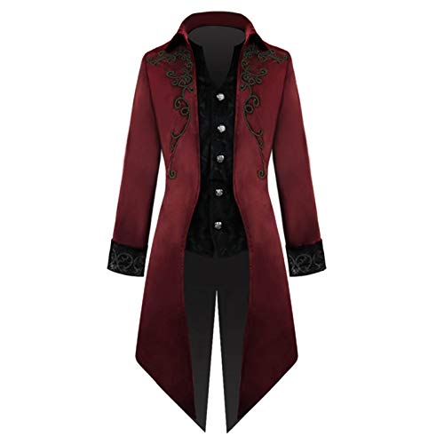 AmyGline Herren Jacke Frack Steampunk Gothic Gehrock Mantel Smoking Cosplay Kostüm Uniform Smokingjacke Retro Mittelalter Viktorianischen Kleidung Lange Uniformkleid Männer von AmyGline