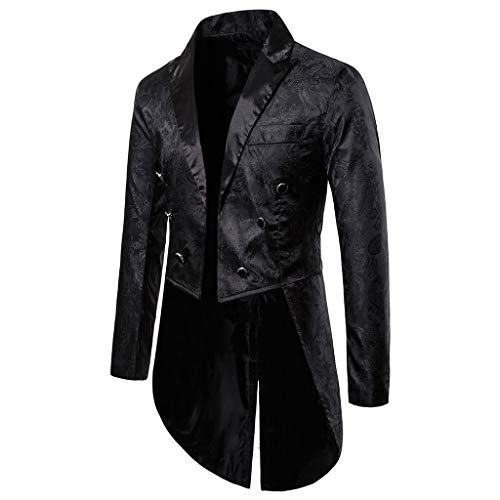 AmyGline Herren Mantel Frack Jacke Gothic Gehrock Uniform Kleid Männer Steampunk Smoking Mäntel Blazer Fit Anzug Strickjacke Party Cosplay Kostüm Outwear von AmyGline