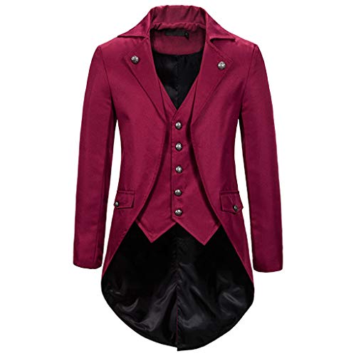 AmyGline Herren Mantel Frack Jacke Gothic Gehrock Uniform Smoking Kostüm Party Abendkleid Blazer Uniform Männer Punk Kleidung von AmyGline