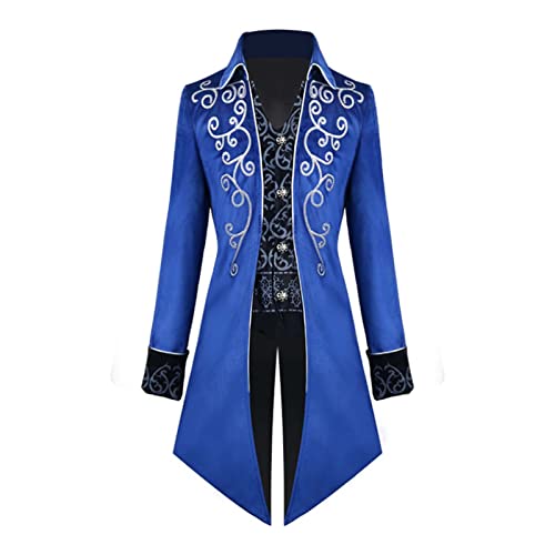 AmyGline Herren Punk Retro Mäntel Steampunk Langarm Jacke Mittellang Gotische Mantel Mittelalter Kostüm Cosplay Uniform Gehrock für Männer von AmyGline