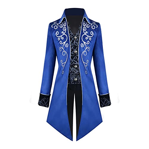 AmyGline Herren Punk Retro Mäntel Steampunk Langarm Jacke Mittellang Gotische Mantel Mittelalter Kostüm Cosplay Uniform Gehrock für Männer von AmyGline