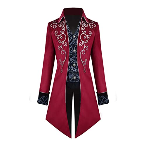 AmyGline Herren Punk Retro Mäntel Steampunk Langarm Jacke Mittellang Gotische Mantel Mittelalter Kostüm Cosplay Uniform Gehrock für Männer von AmyGline