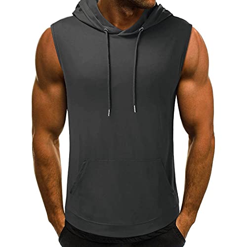 AmyGline Herren Sommer Hoodie Weste Muskelshirt Bodybuilding Ärmelloses T-Shirt Männer Gyms Muscle Shirts Tops Trainingsweste Schnell trocknend Trägershirts Tanktops Achselshirt Laufshirt von AmyGline