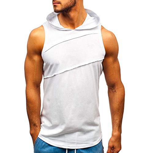 AmyGline Herren Sommer Hoodie Weste Muskelshirt Bodybuilding Ärmelloses T-Shirt Männer Gyms Muscle Shirts Tops Trainingsweste Schnell trocknend Trägershirts Tanktops Achselshirt Laufshirt von AmyGline