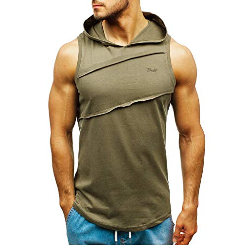 AmyGline Herren Sommer Hoodie Weste Muskelshirt Bodybuilding Ärmelloses T-Shirt Männer Gyms Muscle Shirts Tops Trainingsweste Schnell trocknend Trägershirts Tanktops Achselshirt Laufshirt von AmyGline