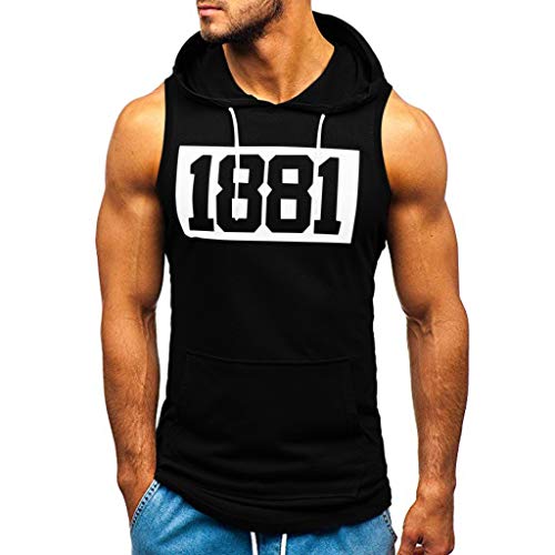 AmyGline Herren Sommer Hoodie Weste Muskelshirt Bodybuilding Ärmelloses T-Shirt Männer Gyms Muscle Shirts Tops Trainingsweste Schnell trocknend Trägershirts Tanktops Achselshirt Laufshirt von AmyGline