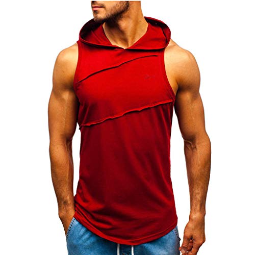 AmyGline Herren Sommer Hoodie Weste Muskelshirt Bodybuilding Ärmelloses T-Shirt Männer Gyms Muscle Shirts Tops Trainingsweste Schnell trocknend Trägershirts Tanktops Achselshirt Laufshirt von AmyGline